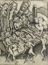 The Temptation of avarice, c15th century. Artist: Master ES.