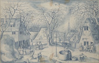 A village Scene: Winter, 16th century. Artist: Jacob Savery I.
