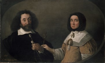 John Tradescant the Younger and Hester, his second Wife, 17th century. Artist: Emanuel de Critz.