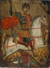 Icon of St George slaying the Dragon, 15th-16th century. Artist: Unknown.