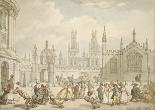 Radcliffe Square, Oxford, early 19th century. Artist: Thomas Rowlandson.