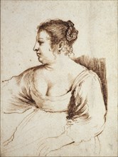A Woman Seated, 1640-1649. Artist: Guercino.