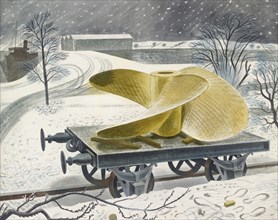 Ship's Screw on a Railway Truck, early 20th century. Artist: Eric Ravilious.
