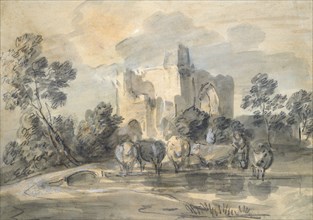 Landscape with a ruined Castle, and Cattle by a Pool, c1770s. Artist: Thomas Gainsborough.