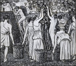Grape harvest, compositional study for an illustration to 'Daphnis and Chloë', c1895. Artist: Camille Pissarro.
