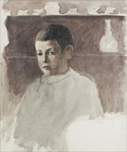 Half-length portrait of Lucien Pissarro (1863-1944), c1875. Artist: Camille Pissarro.