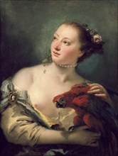 A young Woman with a Macaw, late 1760. Artist: Giovanni Battista Tiepolo.
