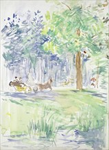 Horse and Carriage on a woodland Road, after 1883. Artist: Berthe Morisot.