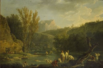 River Scene with Bathers, 1768-1770. Artist: Claude-Joseph Vernet.