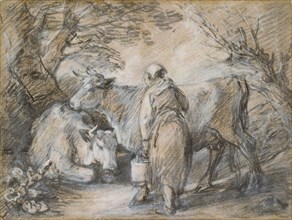 Milkmaid with two cows, mid 18th century. Artist: Thomas Gainsborough.
