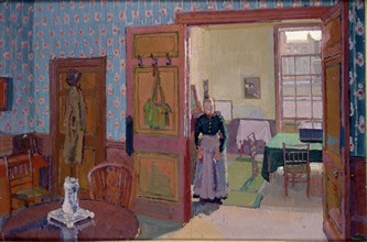 Interior with Mrs Mounter, 1916-1917. Artist: Harold Gilman.