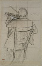 Seated Violinist seen from behind, 1875-1876. Artist: Edgar Degas.