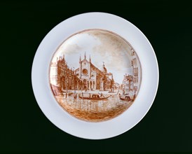 Plate with view of SS Giovanni e Paolo, Venice, c1741. Artist: Miotti.