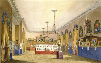 An Exhibition at the Old Town Hall, Oxford, 1854. Artist: George Pyne.