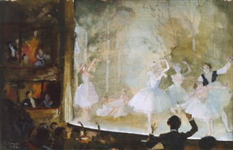 Russian Ballet, Champs-Elysees: Les Sylphides, 1932. Artist: Konstantin Somov.