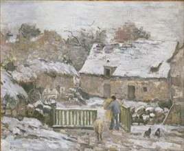 Farm at Montfoucault: Snow Effect, 1874-1876. Artist: Camille Pissarro.