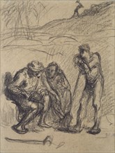 Three Peasants resting, one leaning on a Spade, c1850-1851. Artist: Jean Francois Millet.