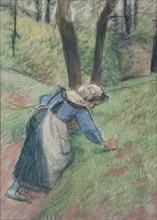 Peasant woman weeding the grass, c1894. Artist: Camille Pissarro.