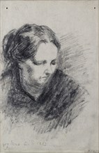 Portrait of Madame Pissarro, 1882. Dimensions: height x width: 14.5 x 9.8 cm