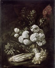 Still Life of Flowers and Vegetables, 1650s. Artist: Giovanni Battista Ruoppolo.