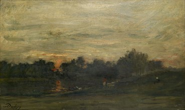 Landscape: Sunset, mid 19th century. Artist: Charles Francois Daubigny.