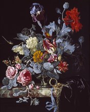 A Vase of Flowers with a Watch, mid 17th century. Artist: Unknown.