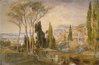 The Villa d'Este at Tivoli, 1838. Artist: Samuel Palmer.