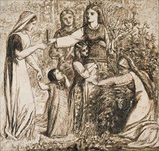 Dante's Vision of Matilda gathering Flowers, c1855. Artist: Dante Gabriel Rossetti.