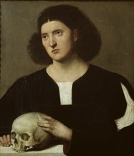 Portrait of a young Man with a Skull, c1510-1515. Artist: Bernardino Licinio.