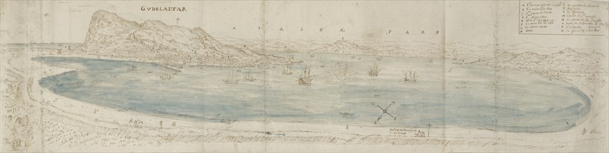 Panoramic View over the Bay of Gibraltar, c1567. Artist: Anthonis van den Wyngaerde.