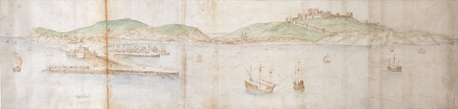 Dover from the Sea, mid 16th century Artist: Anthonis van den Wyngaerde.