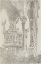 Study of the Tomb of Mastino II della Scala at Verona, c1869.   Artist: John Ruskin.