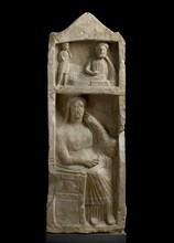 Limestone tomb stele, relief, Hellenistic Period (Cyprus), c325-30BC. Artist: Unknown.
