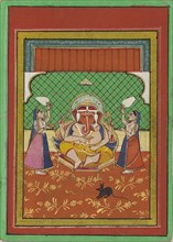Seated Ganesha with attendants, early 20th century. Artist: Unknown.