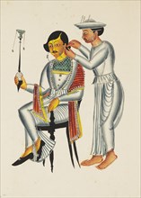 Young Bengali having his ears pierced, c1845. Artist: Unknown.