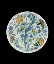 Plate imitating Turkish (Iznik) pottery, c1600-1650. Artist: Unknown.