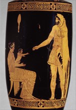 Attic red-figure lekythos with image of Heracles, Dianeira and Hyllos, 5th century BC. Artist: Villa Giulia Painter.