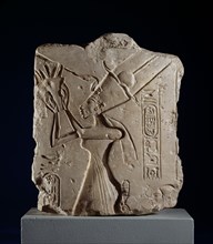 Limestone fragment of Queen Nefertiti offering a bouquet to Aten, XVIIIth Dynasty, c1540-1292BC Artist: Unknown.