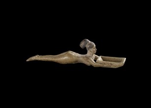 Faience spoon of nude girl swimming with a rectangular basin, Napatan, c750 BC. Artist: Unknown.