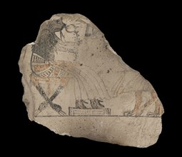 Limestone ostraca with sketches in red and black ink, XIXth Dynasty, c1292 -c1190 BC. Artist: Unknown.