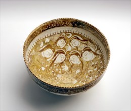 Bowl with seated figures by a stream, 1211. Artist: Unknown.