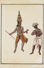 Pair of male temple dancers, 1820-1825. Artist: Unknown.