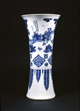 Blue-and-white vase with figures and a poem, 1639. Artist: Unknown.