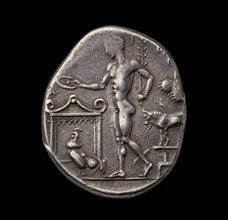 Ancient Greek silver coin, 450 BC. Artist: Unknown.
