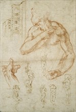 Various Studies for the Sistine Ceiling and the Tomb of Pope Julius II, c1490-1560. Artist: Michelangelo Buonarroti.