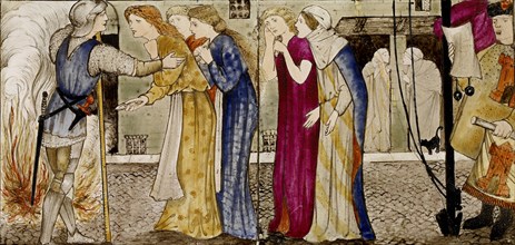 Sixteen tiles form eight illustrations of the 'Briar Rose' tale, 1862-1865. Artists: William Morris, Sir Edward Coley Burne-Jones.