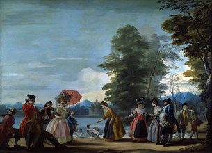 A walk along the large pond of El Retiro, 1780'.