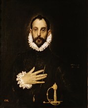The Knight of the hand on the chest', anonymous personage painted by El Greco, in the Prado Museum.