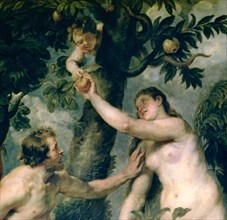 Detail of painting by Peter Paul Rubens (1577 - 1640) 'Adam and Eve', preserved in the Prado Muse?