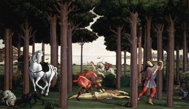The History of Nastagio degli honesty' (Table II) by Sandro Botticelli.